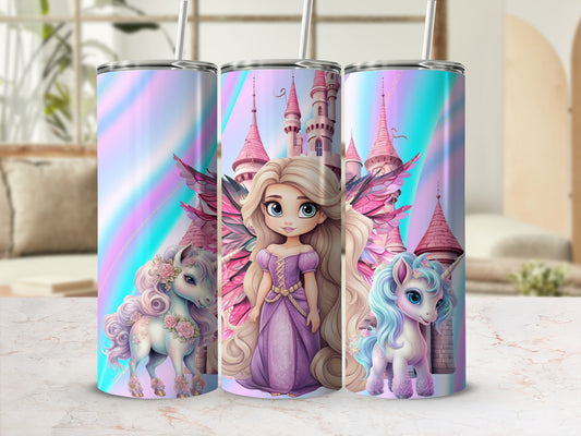 Enchanted Castle Fairy and Unicorn Fantasy Tumbler