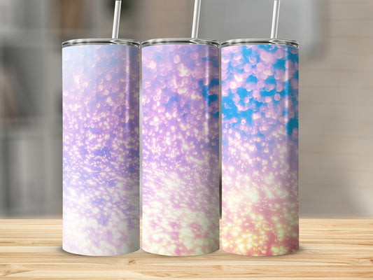 Iridescent Shimmer Tumbler with Straw Colorful Design