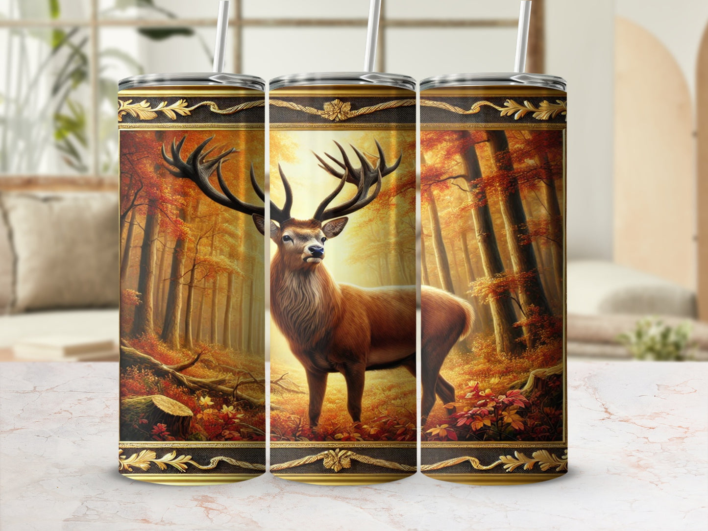 Majestic Deer in Autumn Forest Tumbler