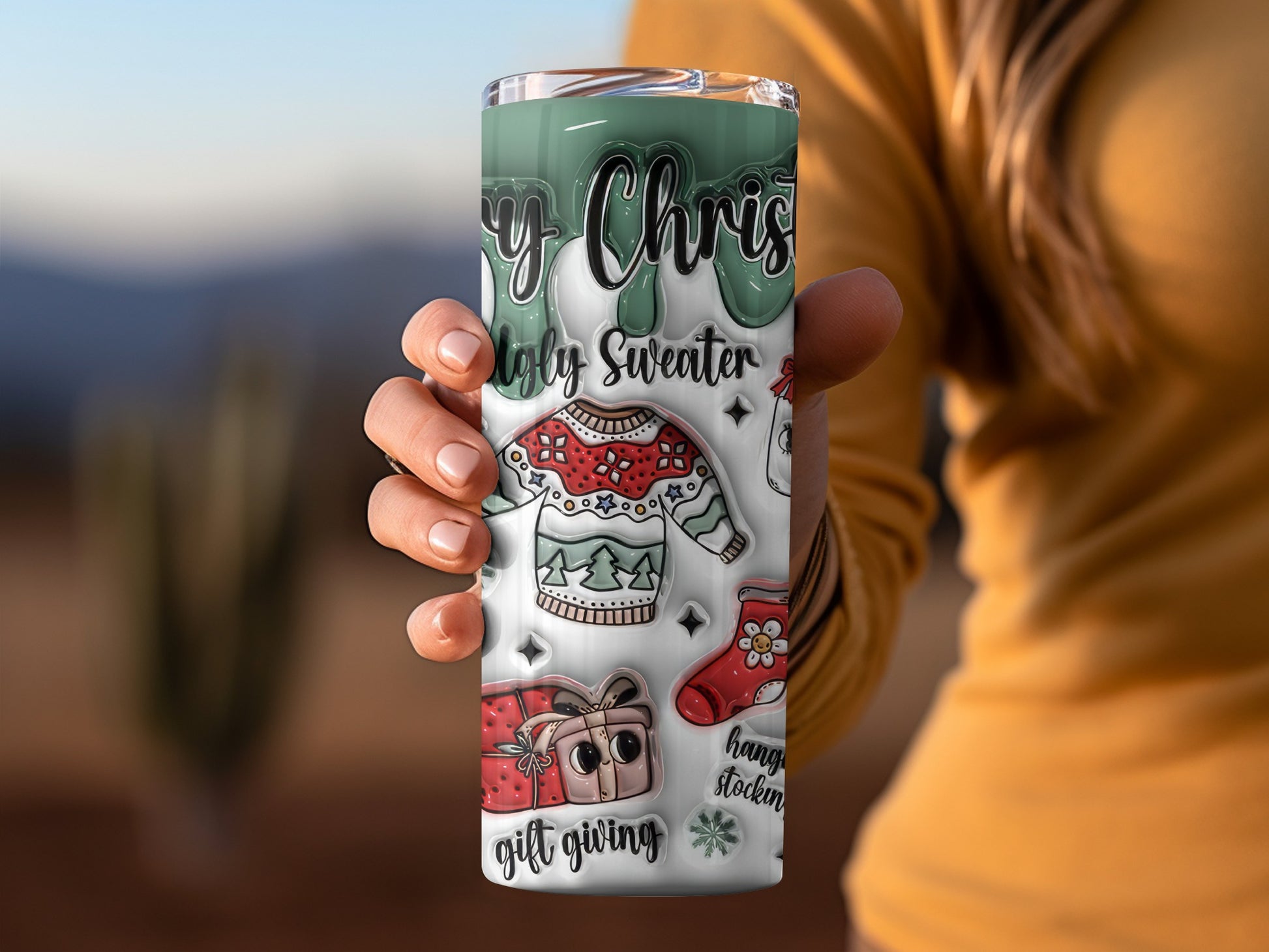 Merry Christmas Ugly Sweater Gift Giving Tumbler