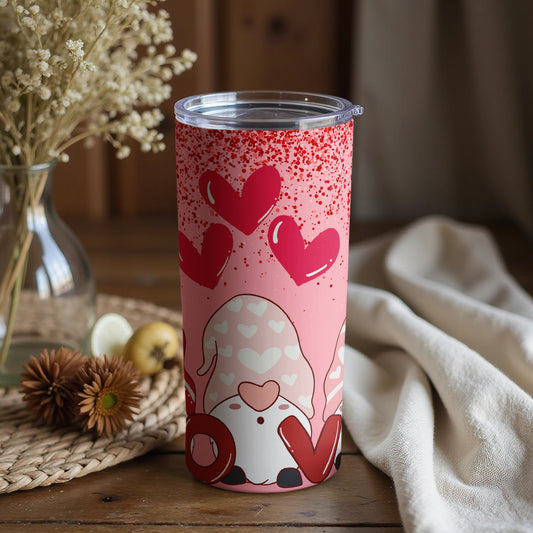 Cute Gnome Cups with Red Hearts and Pink Accents