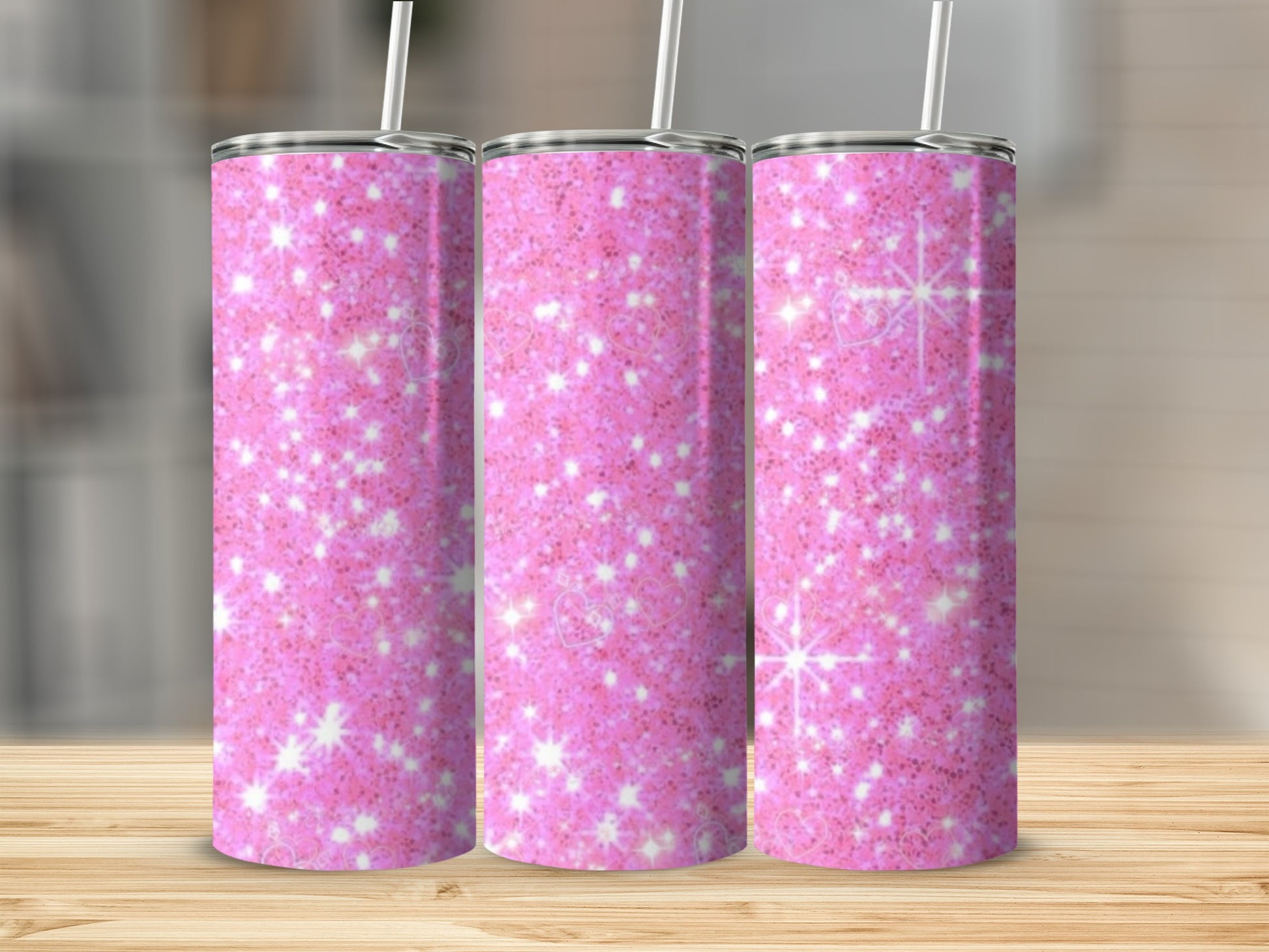 Sparkling Pink Glittery Design Tumbler