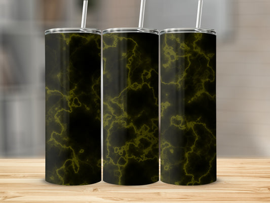 Abstract Black with Neon Lime Green Pattern Tumblers