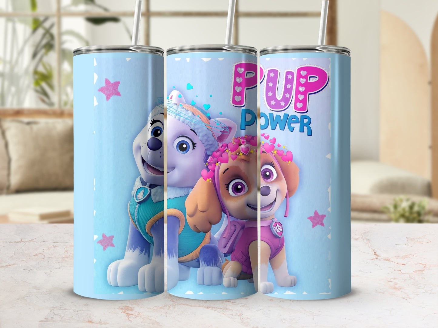 Pup Power Insulated Kids Water Tumbler with Straw