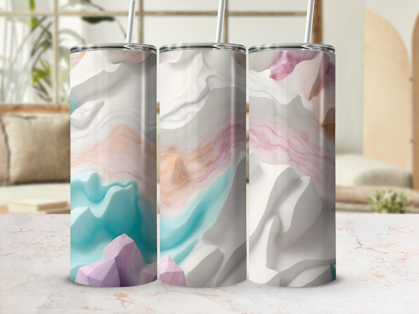 Abstract Wavy Pastel Mountain Layers Tumbler product type
