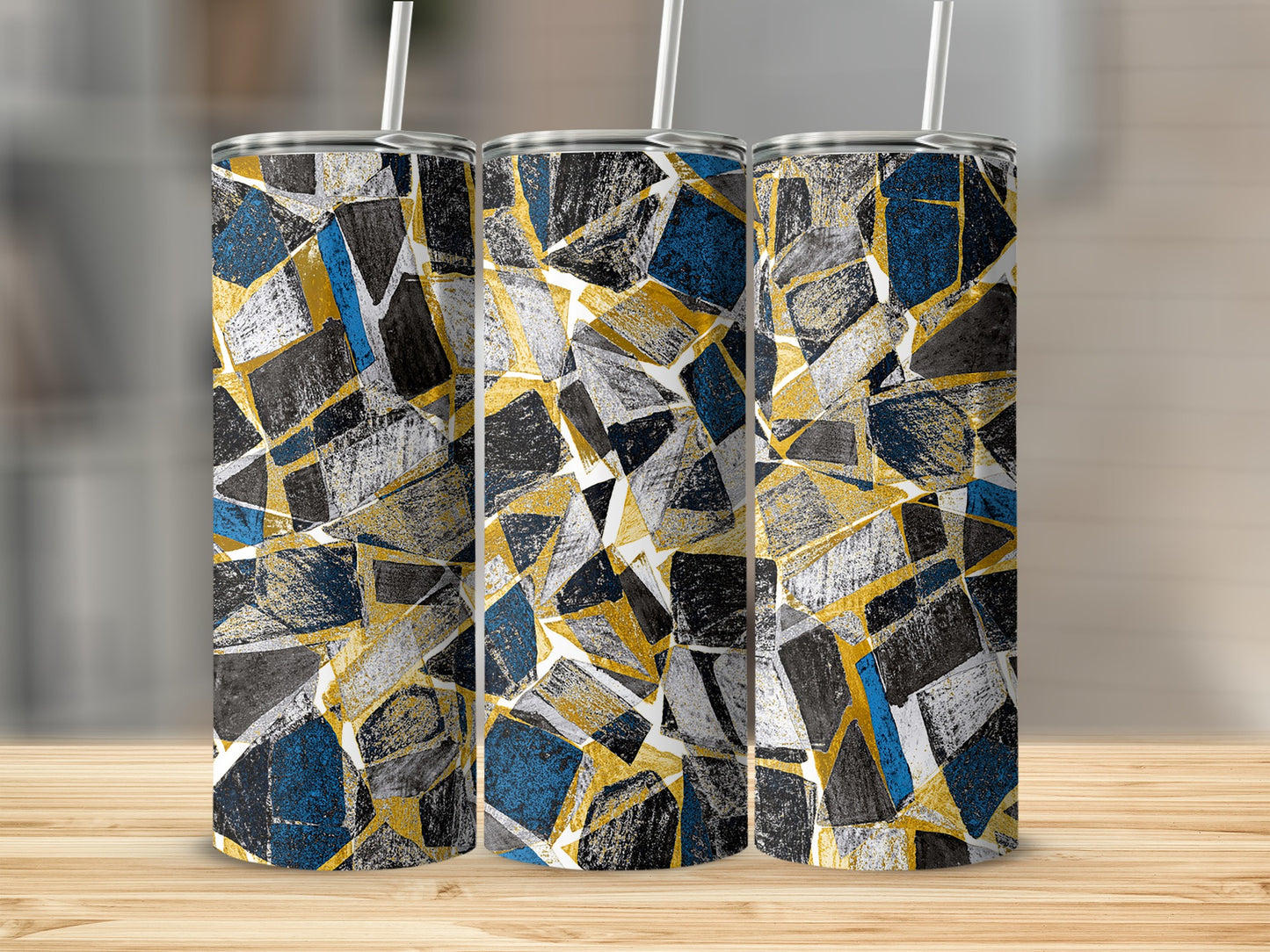 Abstract Mosaic Geometric Design Modern Style Tumblers
