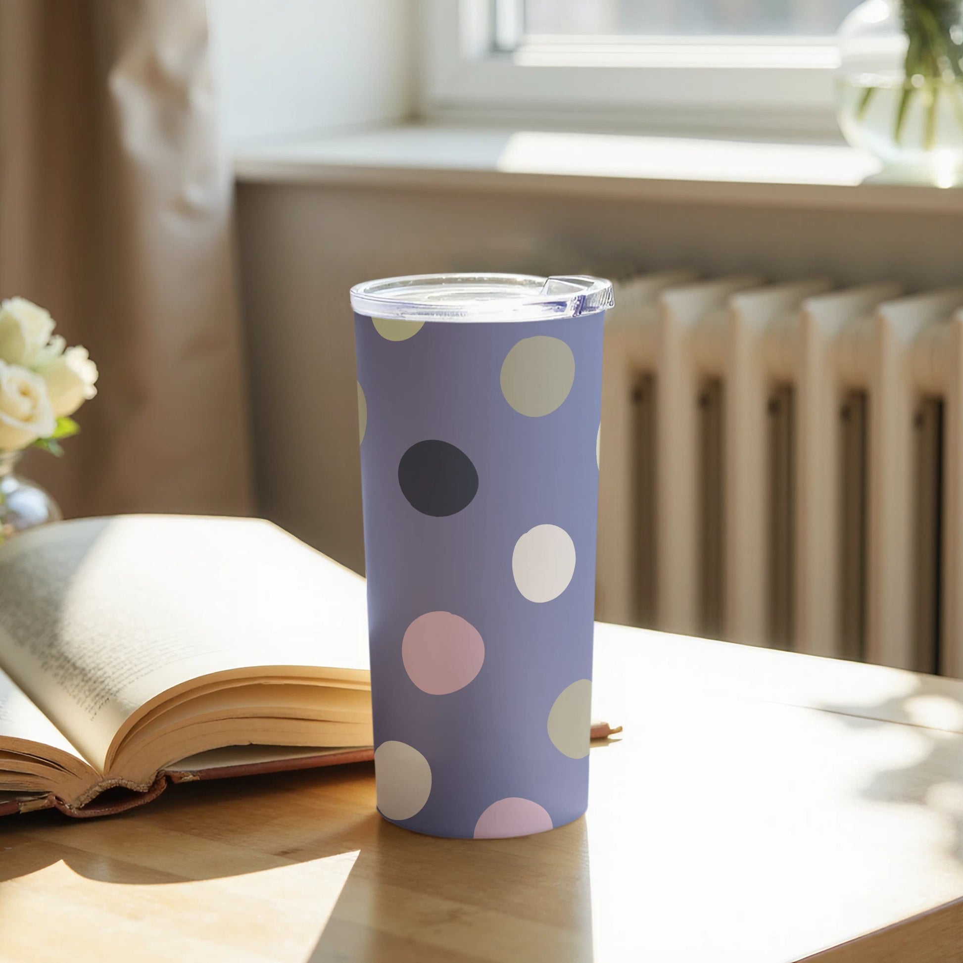 Pastel Polka Dot Insulated Tumbler for Hot or Cold Beverages