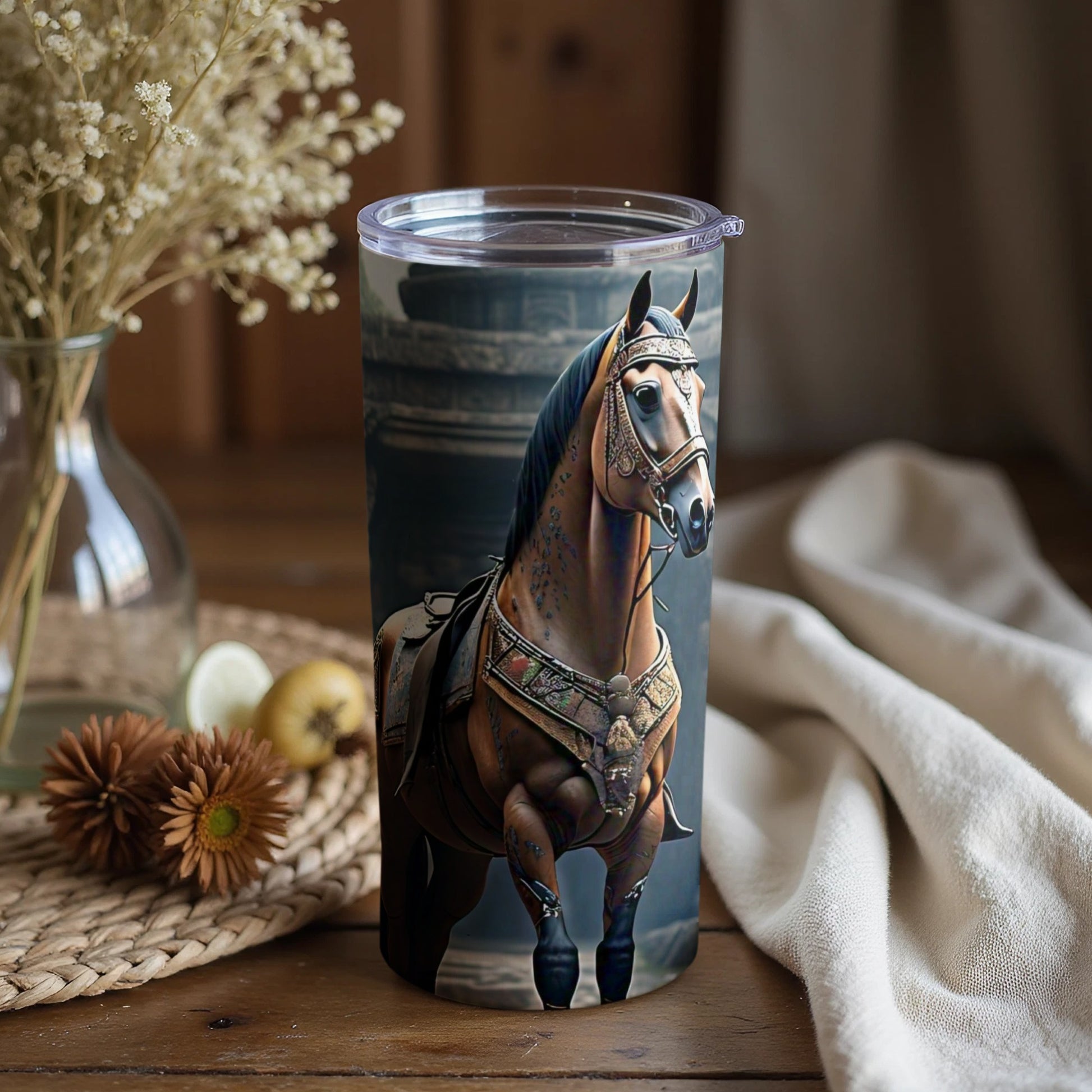 Majestic Horse Image on Durable Drinkware Tumbler