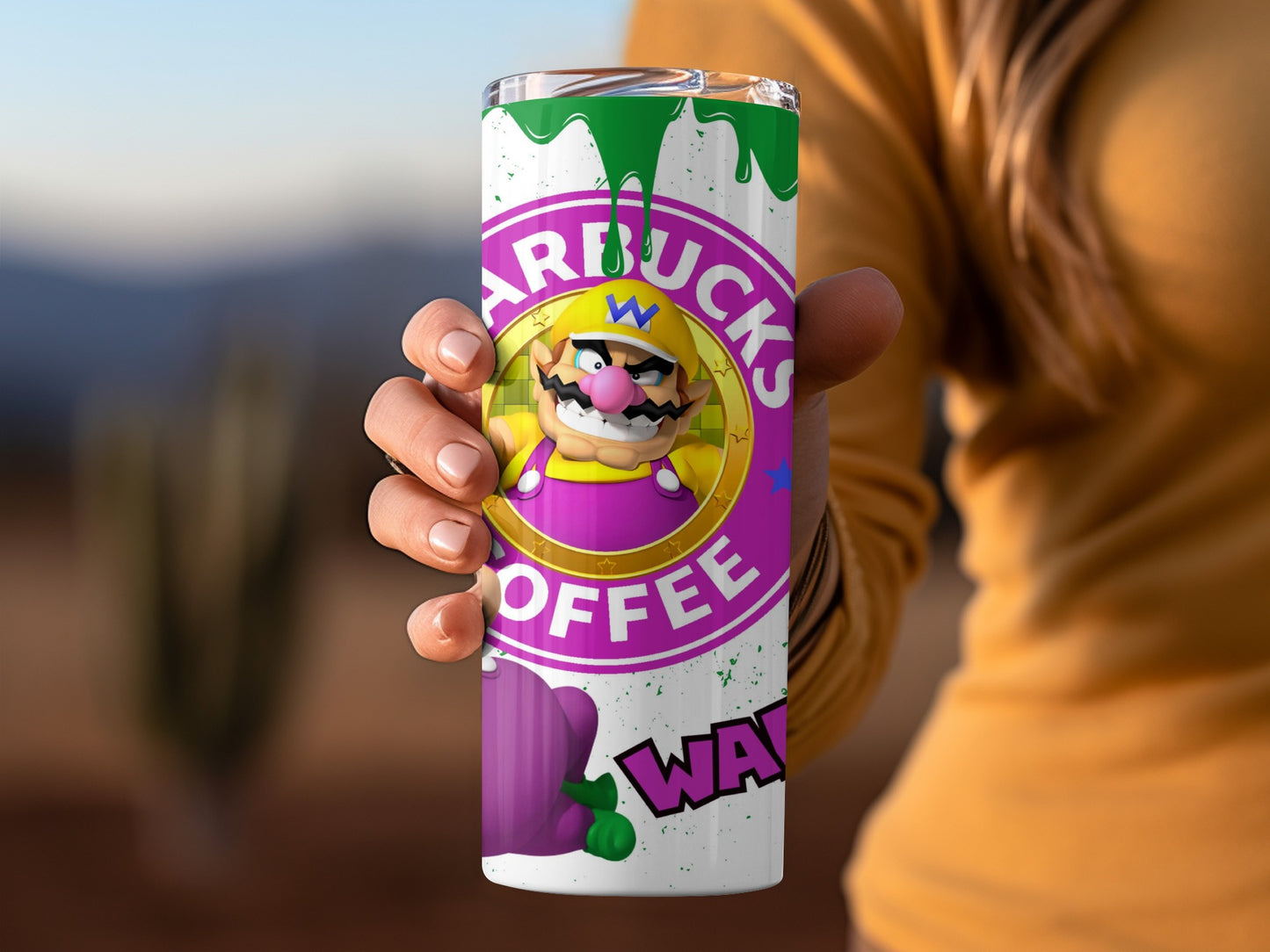 Wario Starbucks Coffee Parody Tumbler Cup