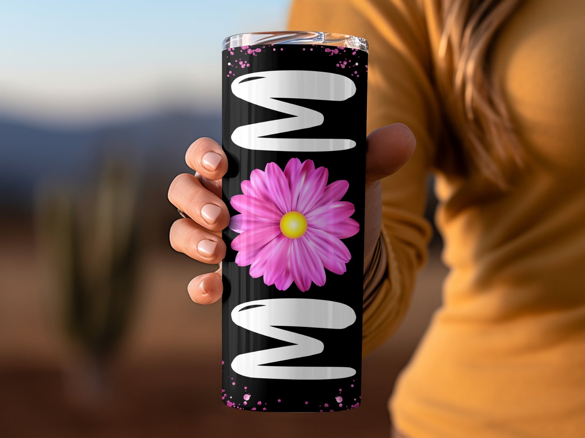 Personalized Floral Tumbler with Pink Flower Design