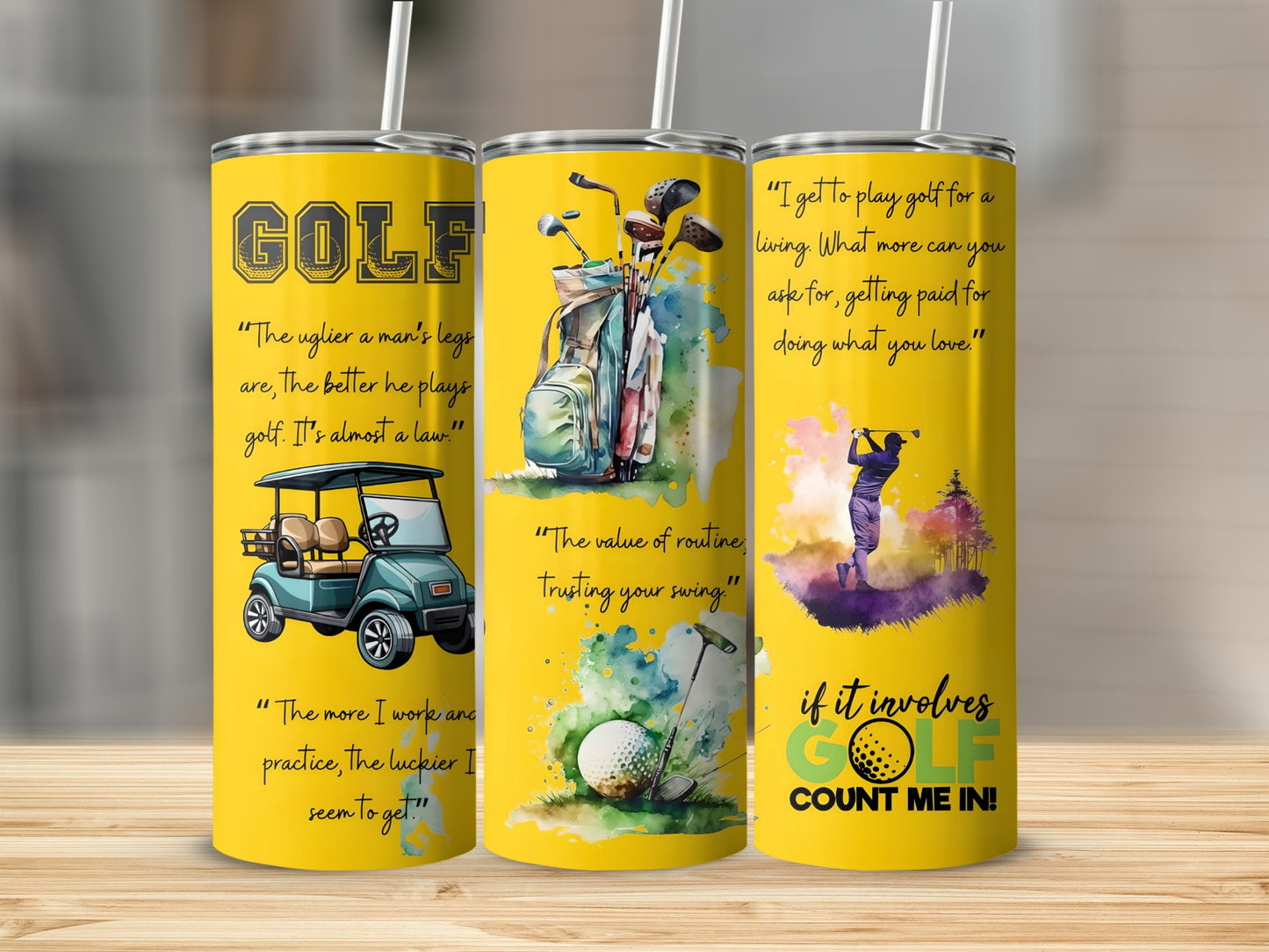 Golf Quotes and Art Design Travel Tumbler