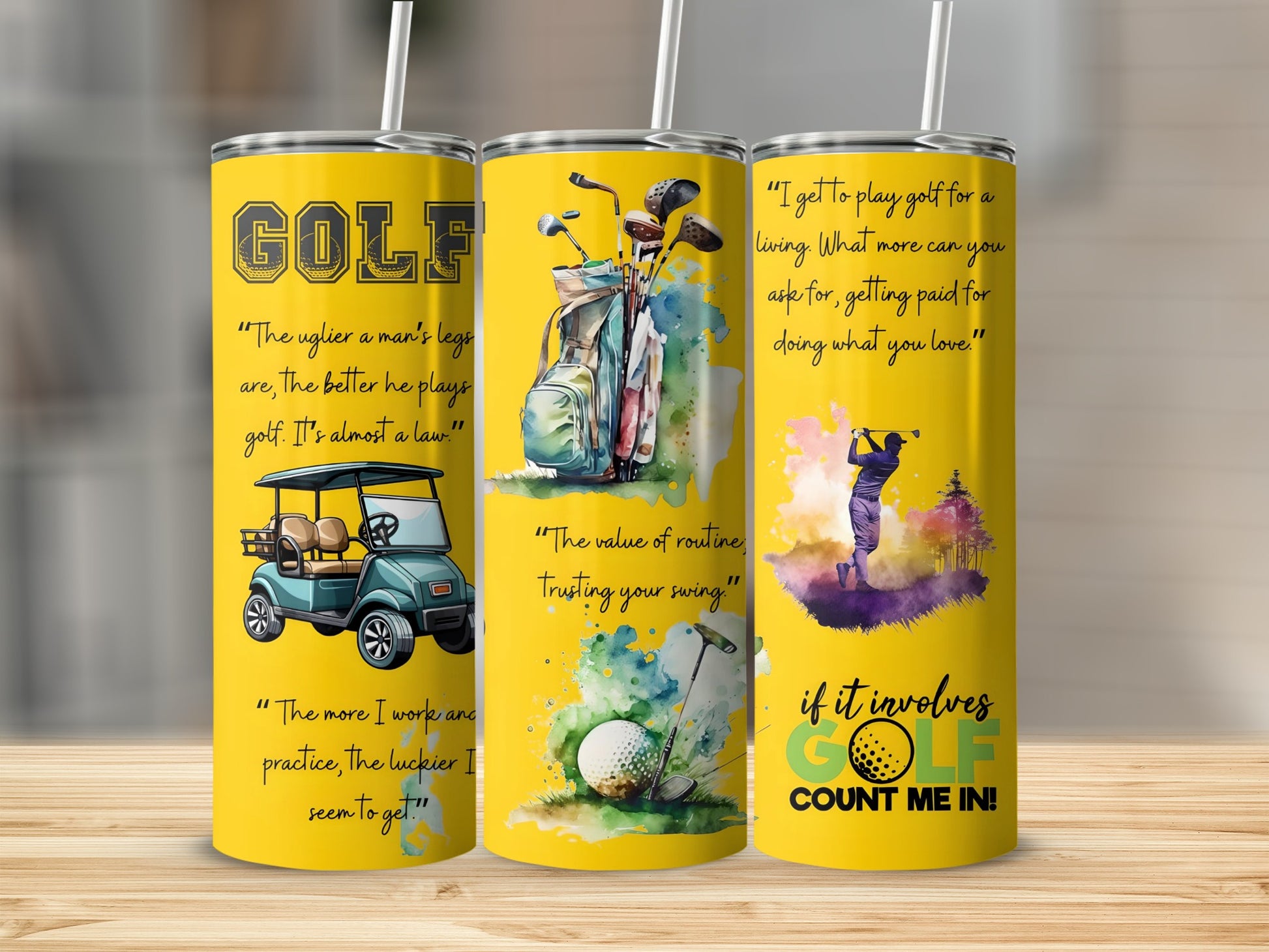 Golf Quotes and Art Design Travel Tumbler