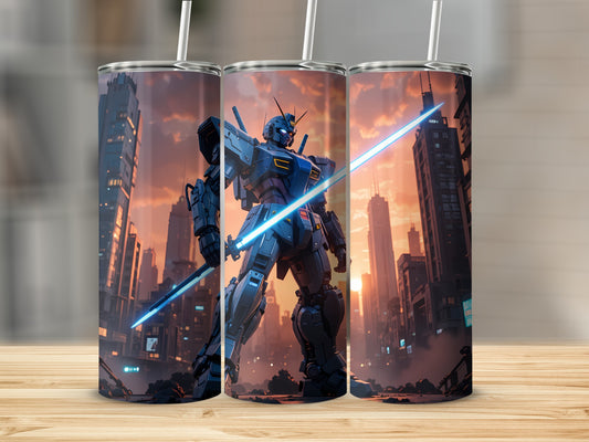 Futuristic Robot Cityscape Design Tumbler