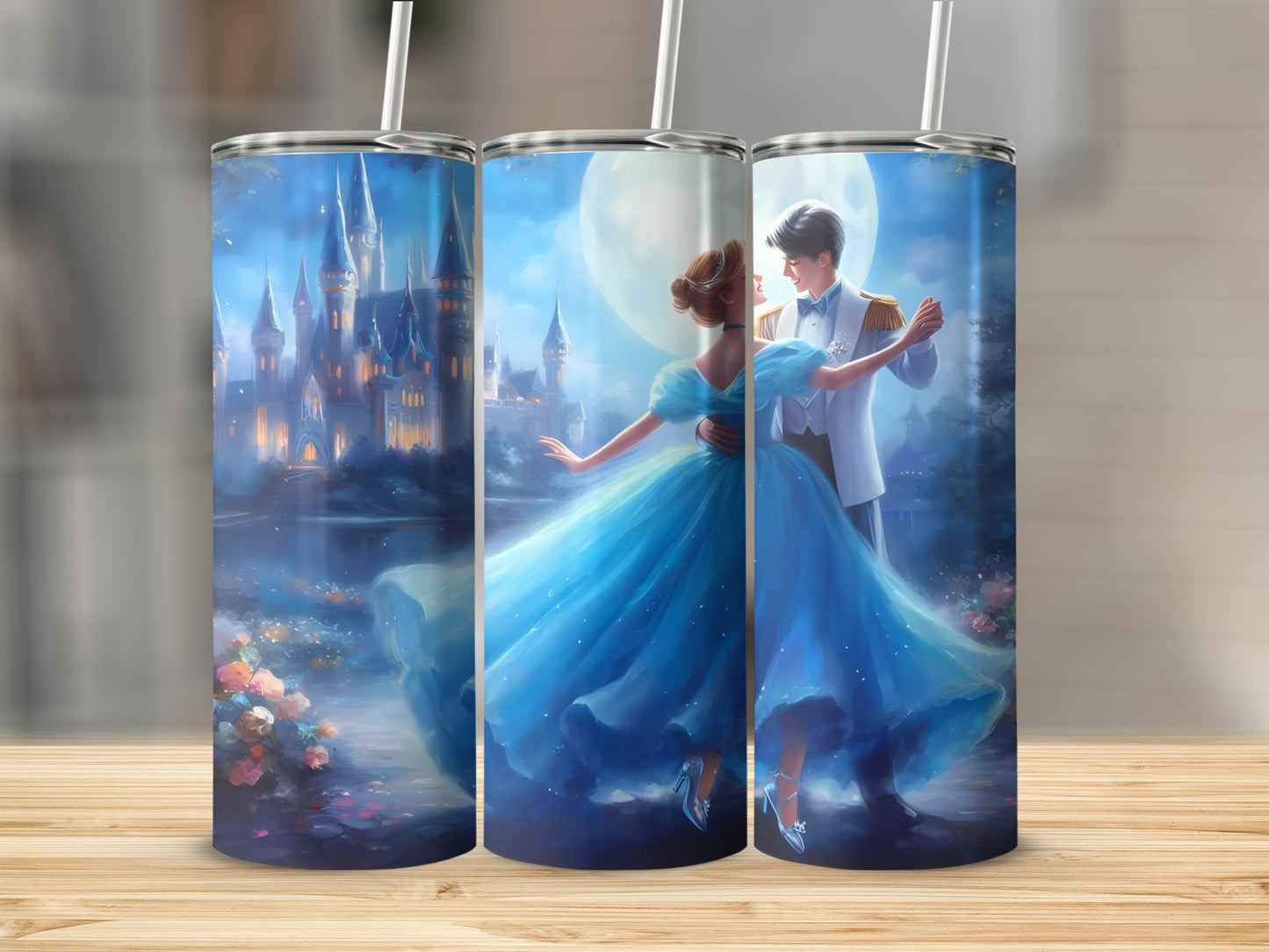 Fairytale Castle Dance Scene on Tumbler Set