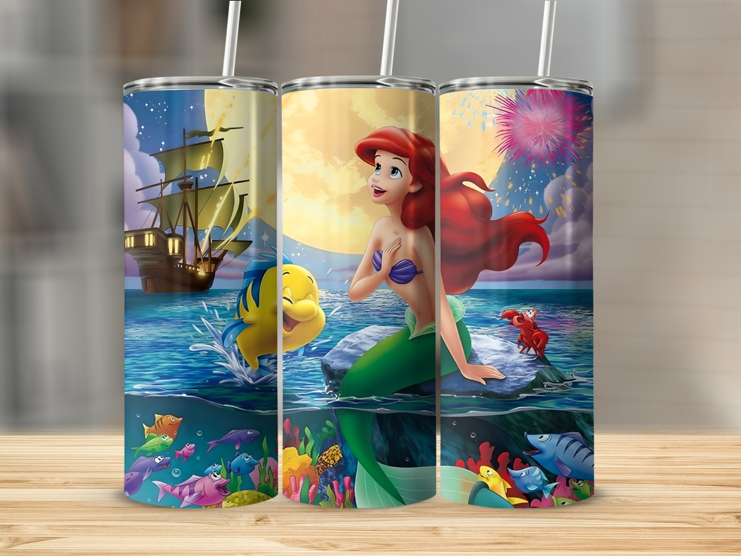 Mermaid and Sea Friends Colorful Artistic Tumbler