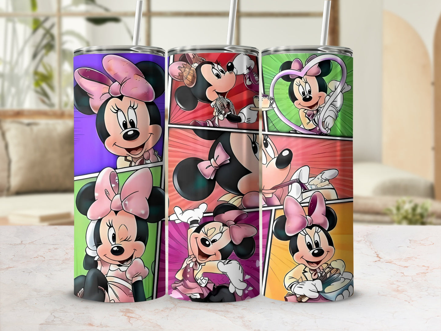 Colorful Minnie Mouse Tumbler with Adorable Designs