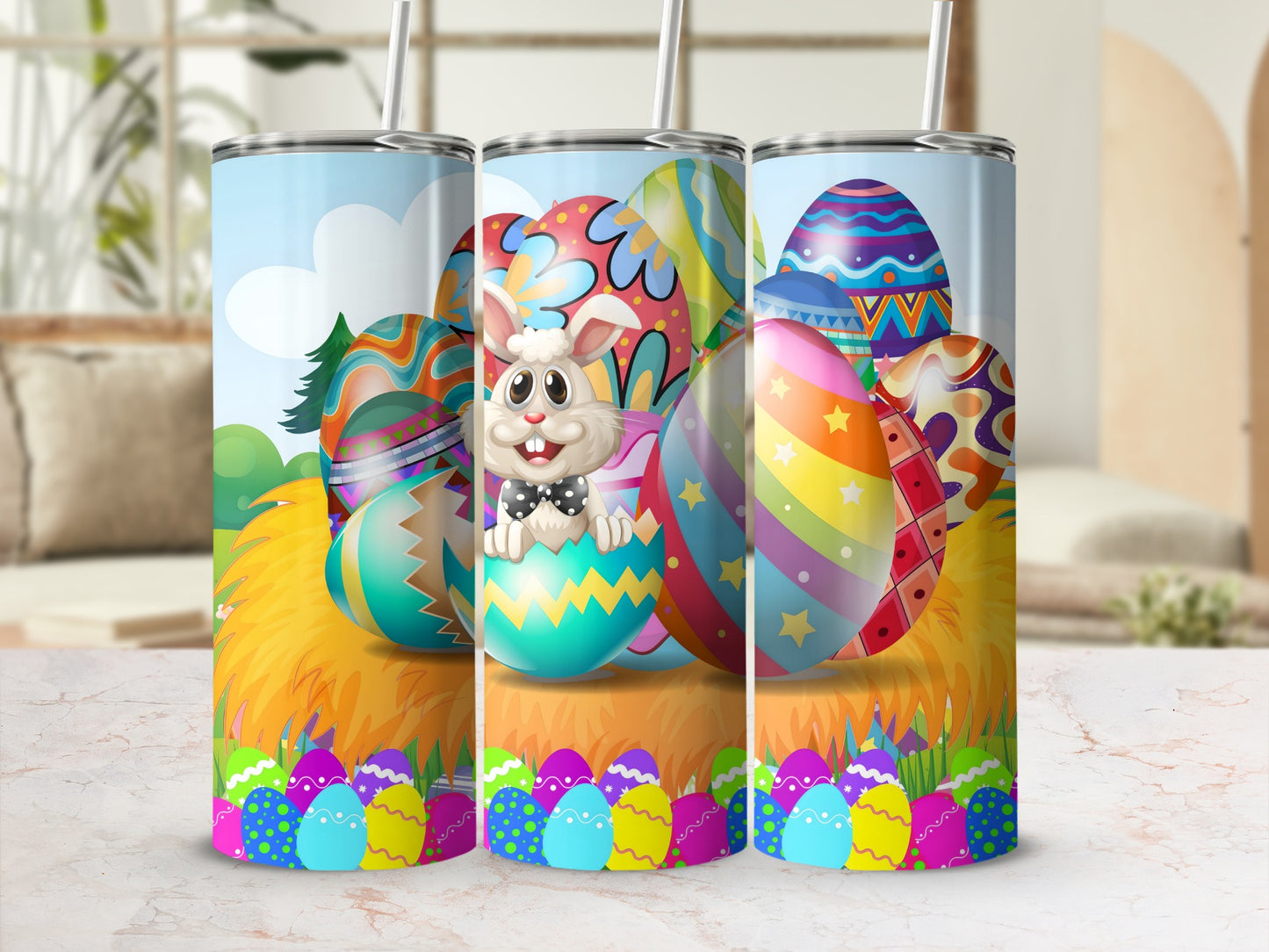 Colorful Easter Eggs with Bunny Tumbler Cup Product