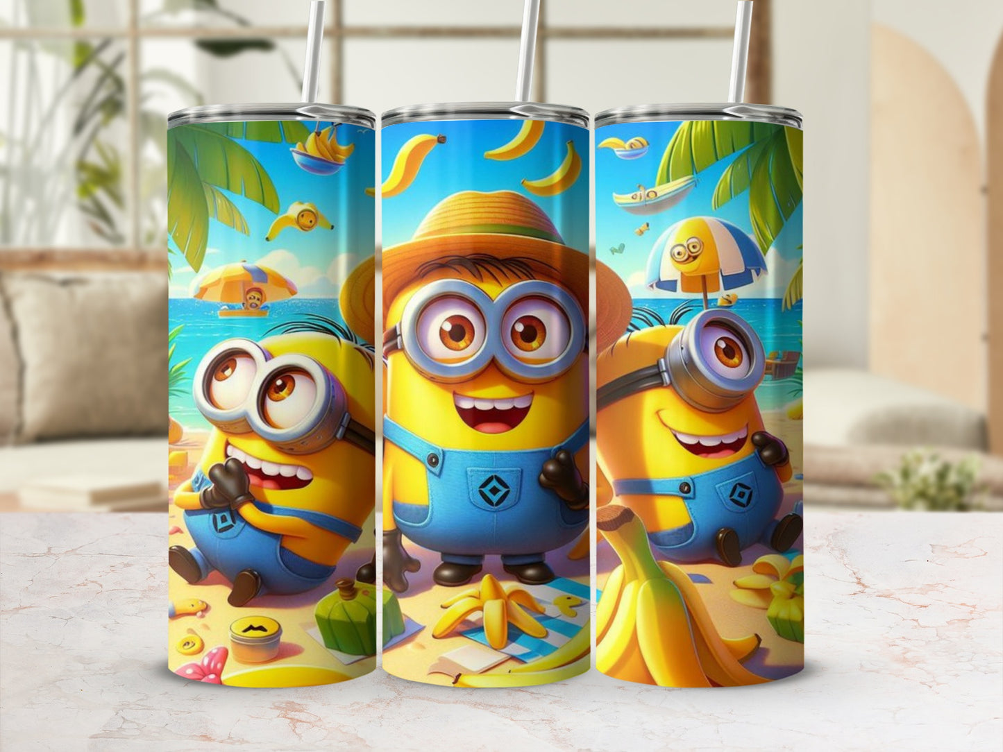 Cute Animated Characters Enjoying Summer Scene Tumbler