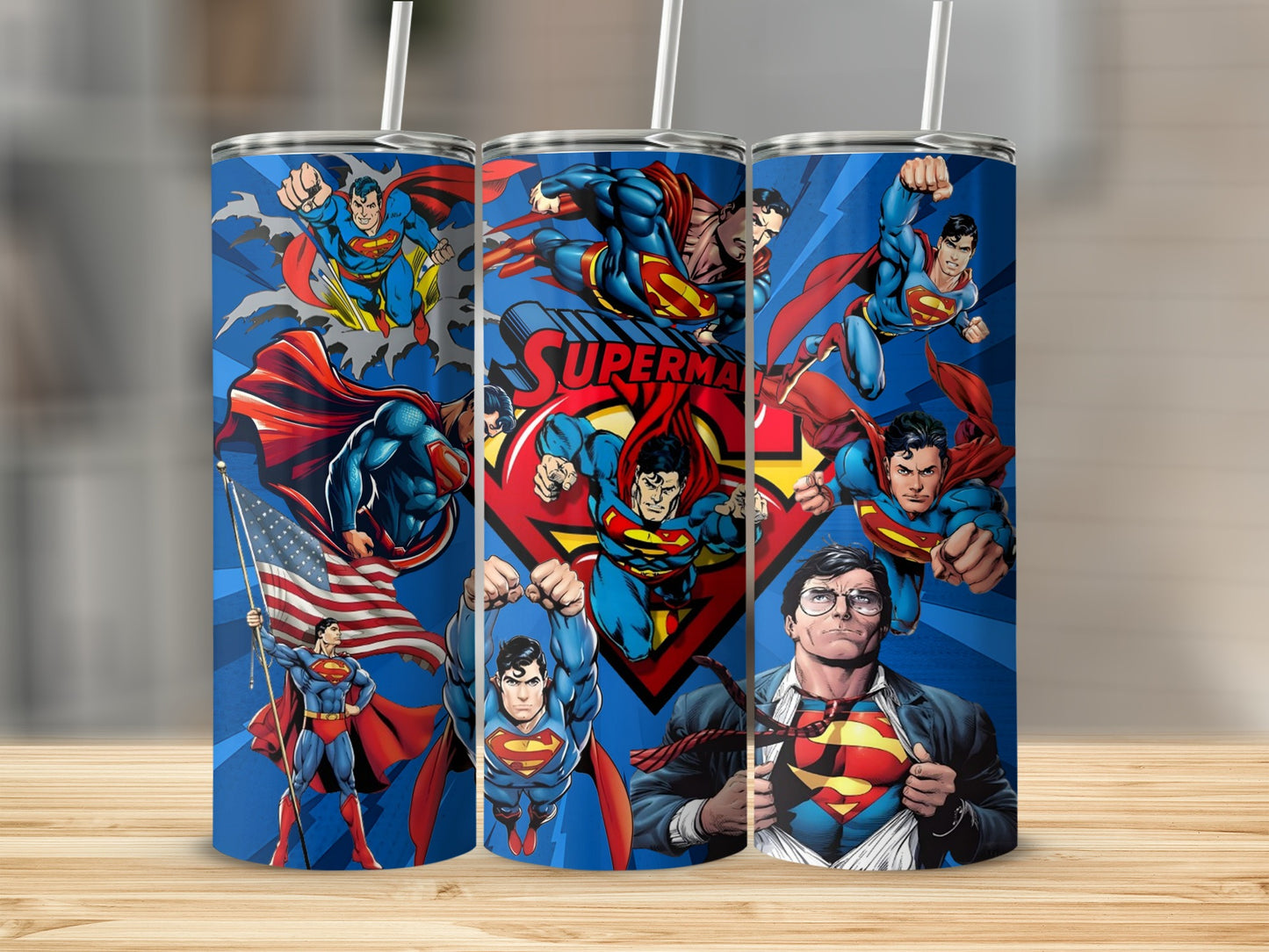 Superman Tumbler with Iconic Comic Book Art Designs