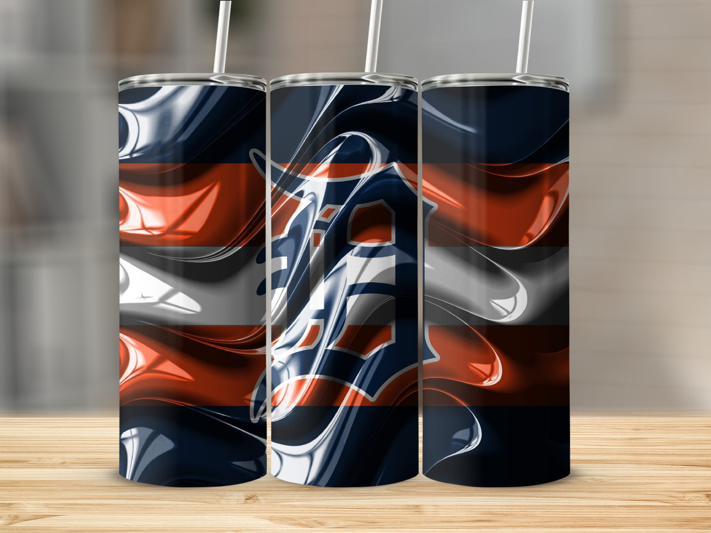 Detroit Tigers Logo Abstract Swirl Design Great for Fans Tumblers