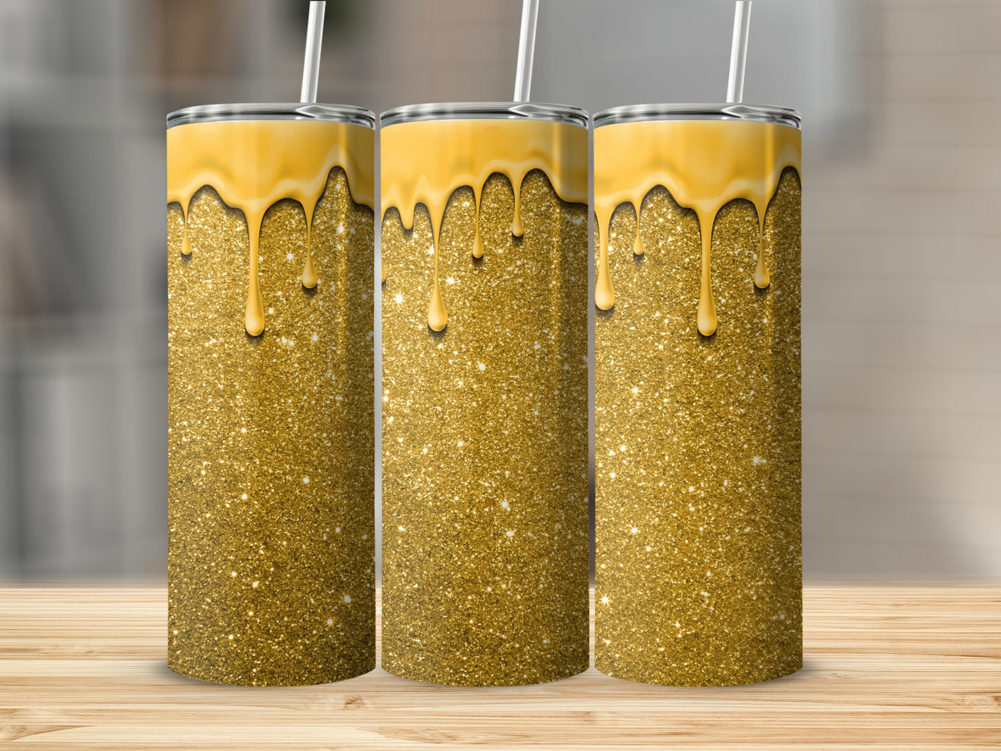 Glittering Gold Drips Insulated Tumbler Cup