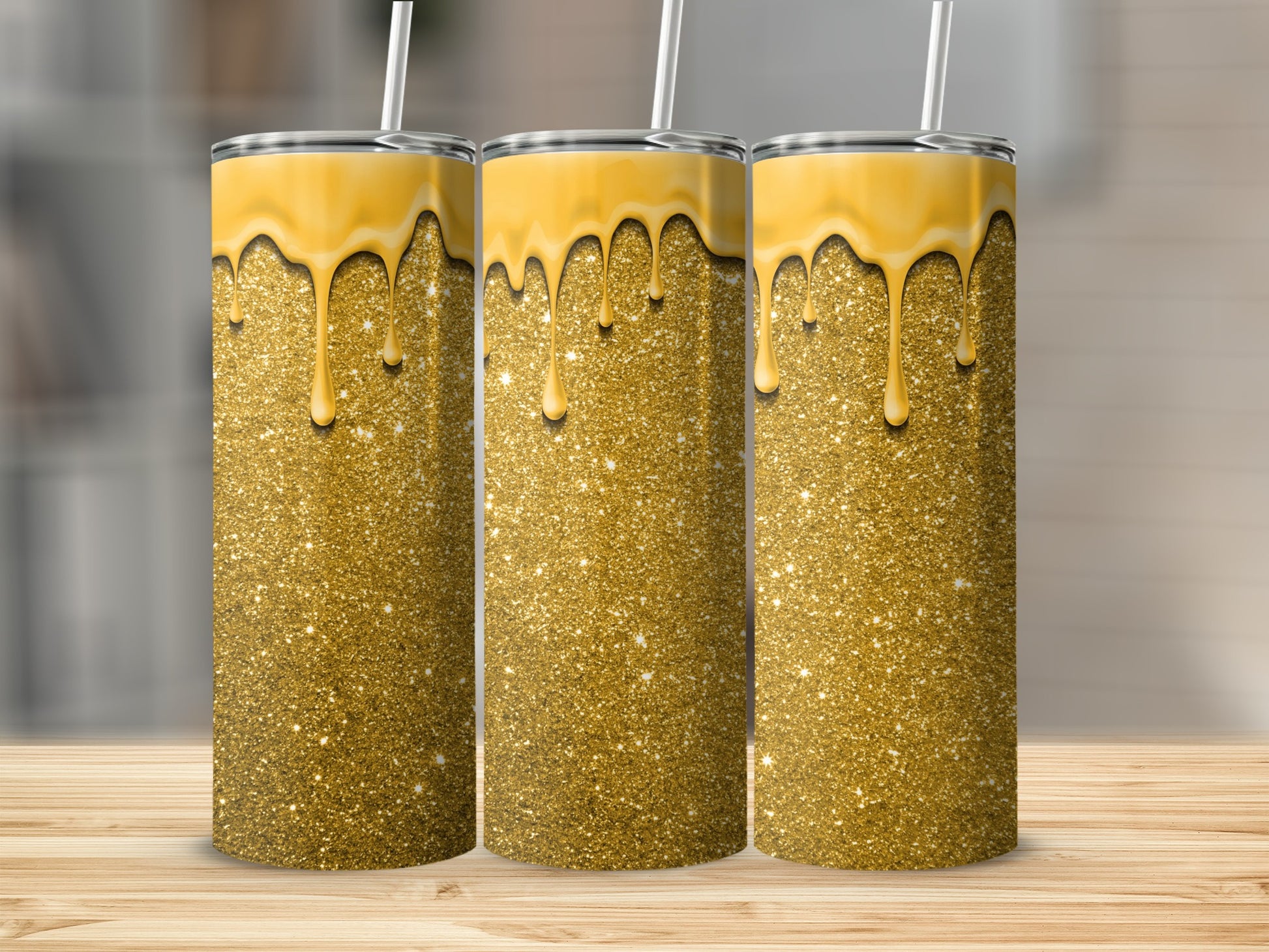 Glittering Gold Drips Insulated Tumbler Cup