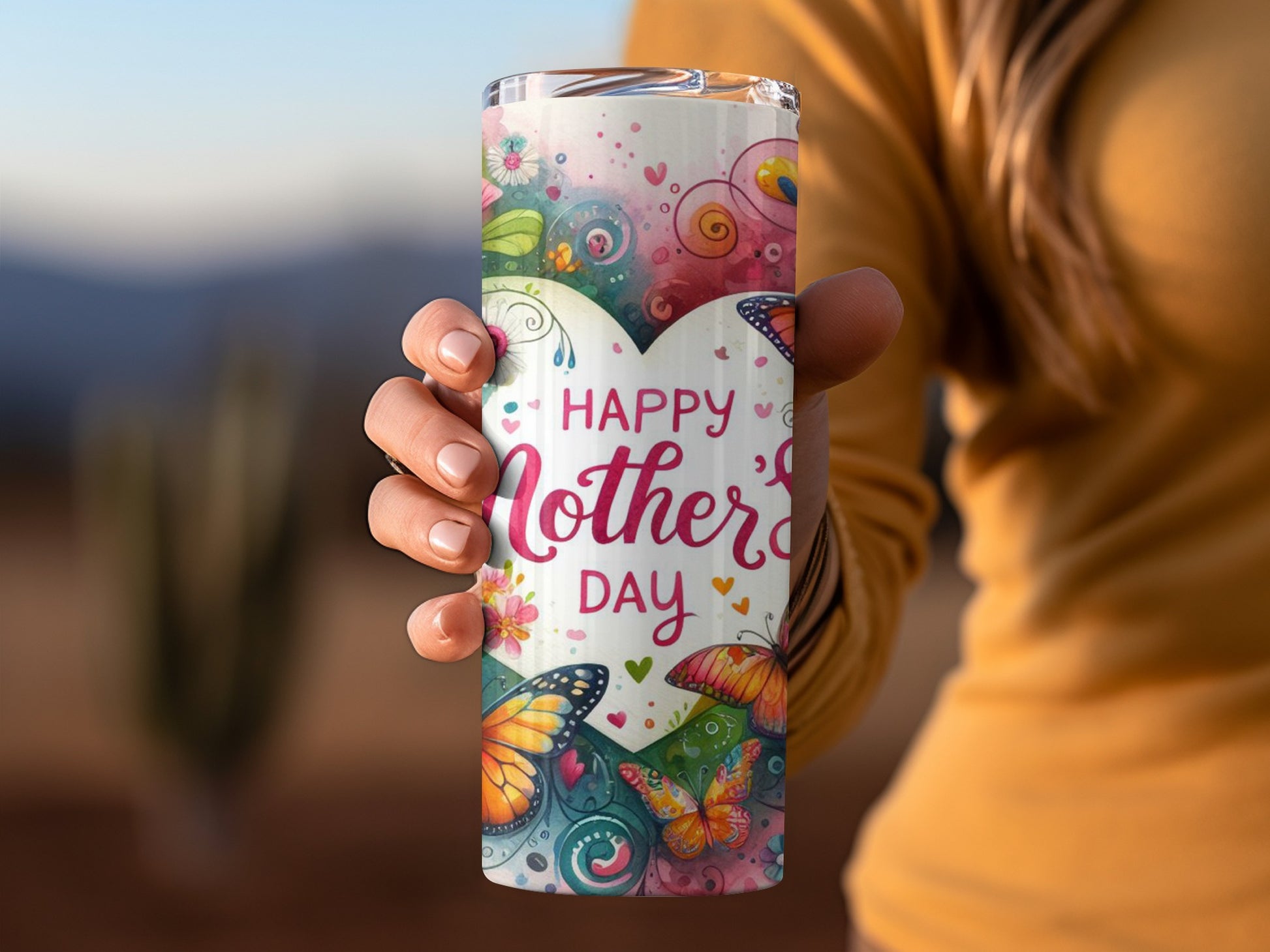 Colorful Happy Mother's Day Butterfly Tumbler Cup Stylish Gift