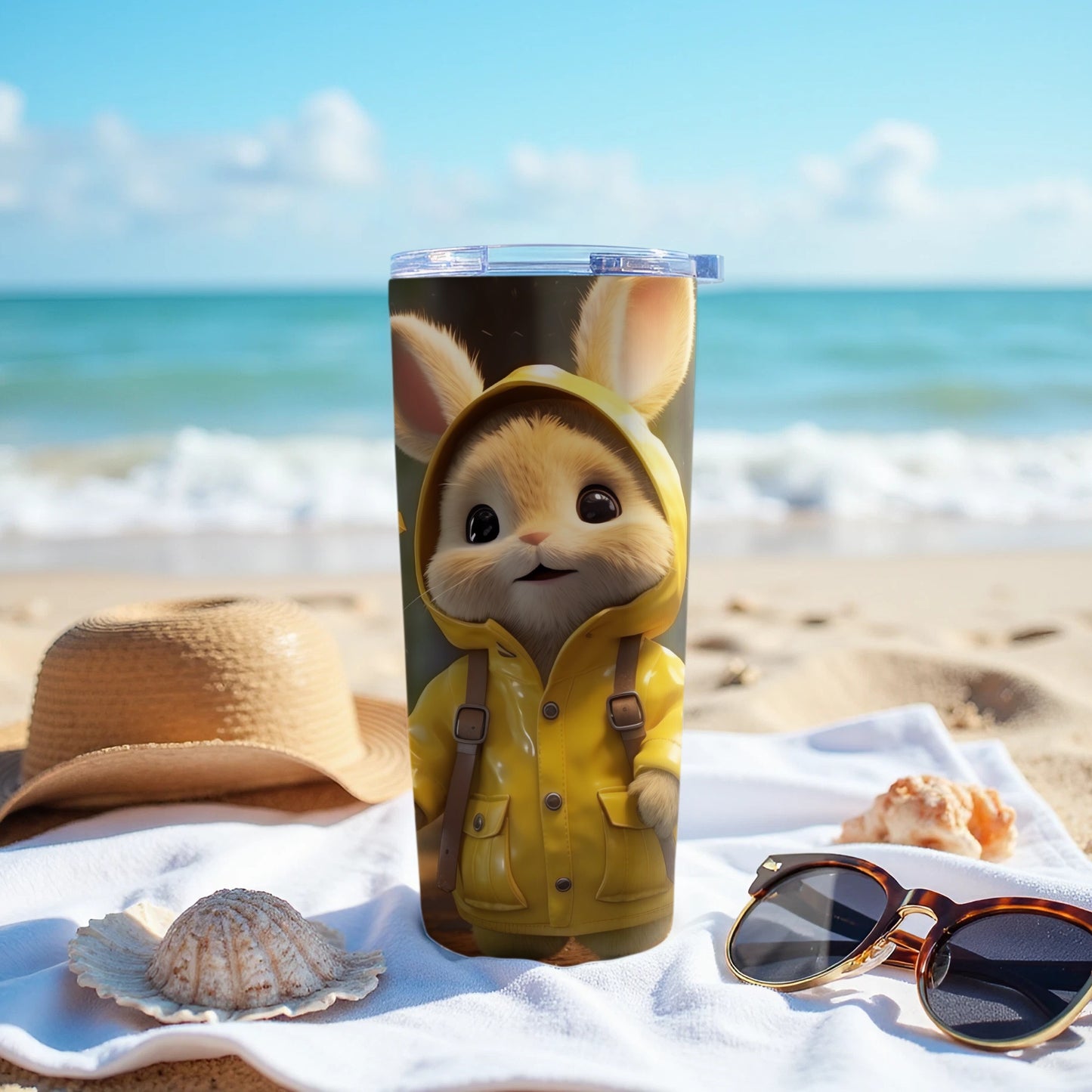 Yellow rainjacket bunny ocean sand summer tumbler product type
Tumbler
Rabbit
Bunny
Raincoat
YellowJacket
Beach
Ocean
Sand
Sea
Summer
Cute
Adorable
Animal
Vacation
Travel
Drinkware
Beverage
Gift
Unique
Cartoon