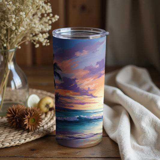 Vibrant Sunset Ocean Scene Tumbler for Outdoor Adventures
