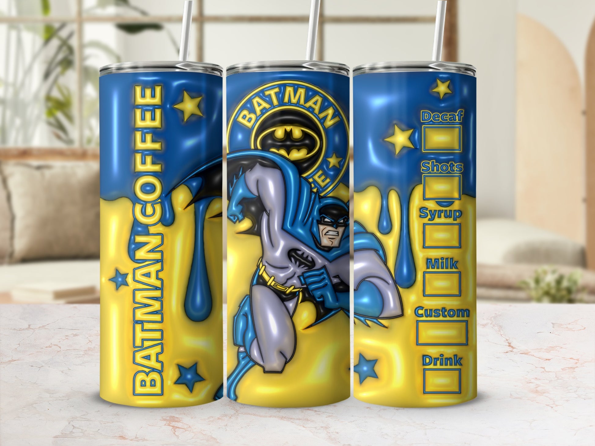 Batman Coffee Design Stainless Steel Tumbler 20oz
