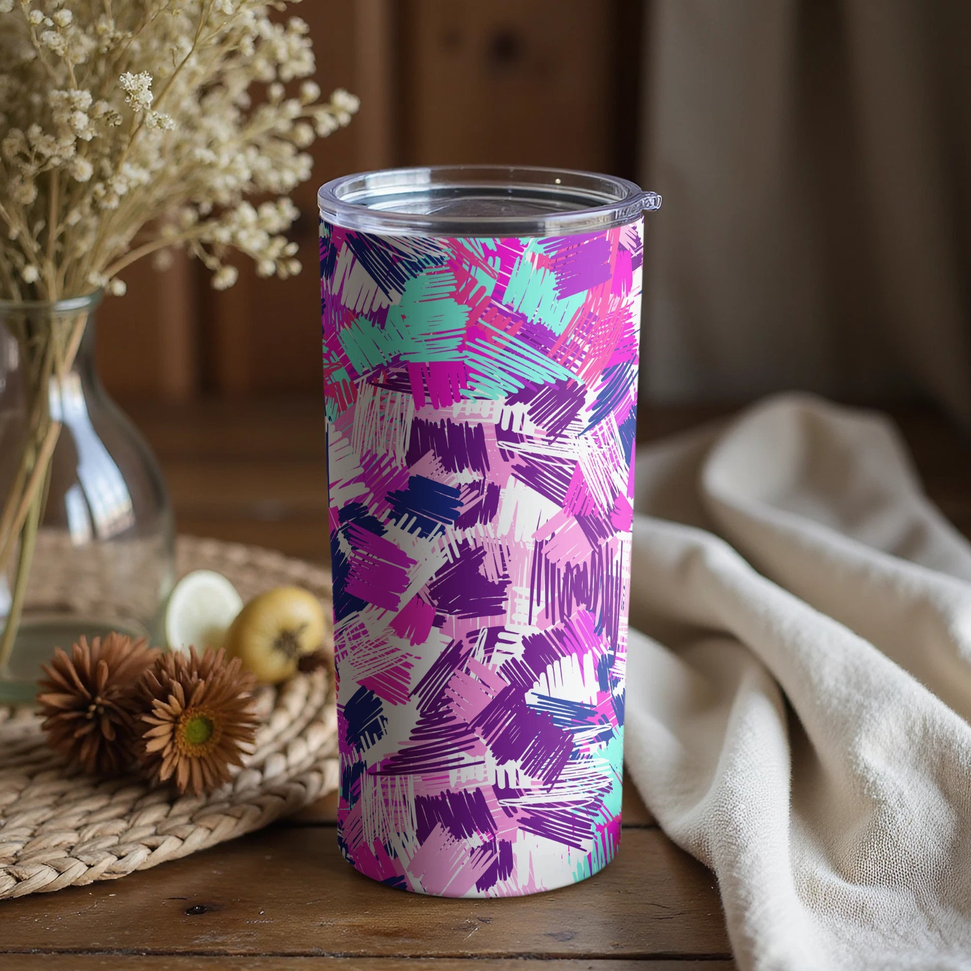 Colorful Abstract Patterned Tumbler Cup