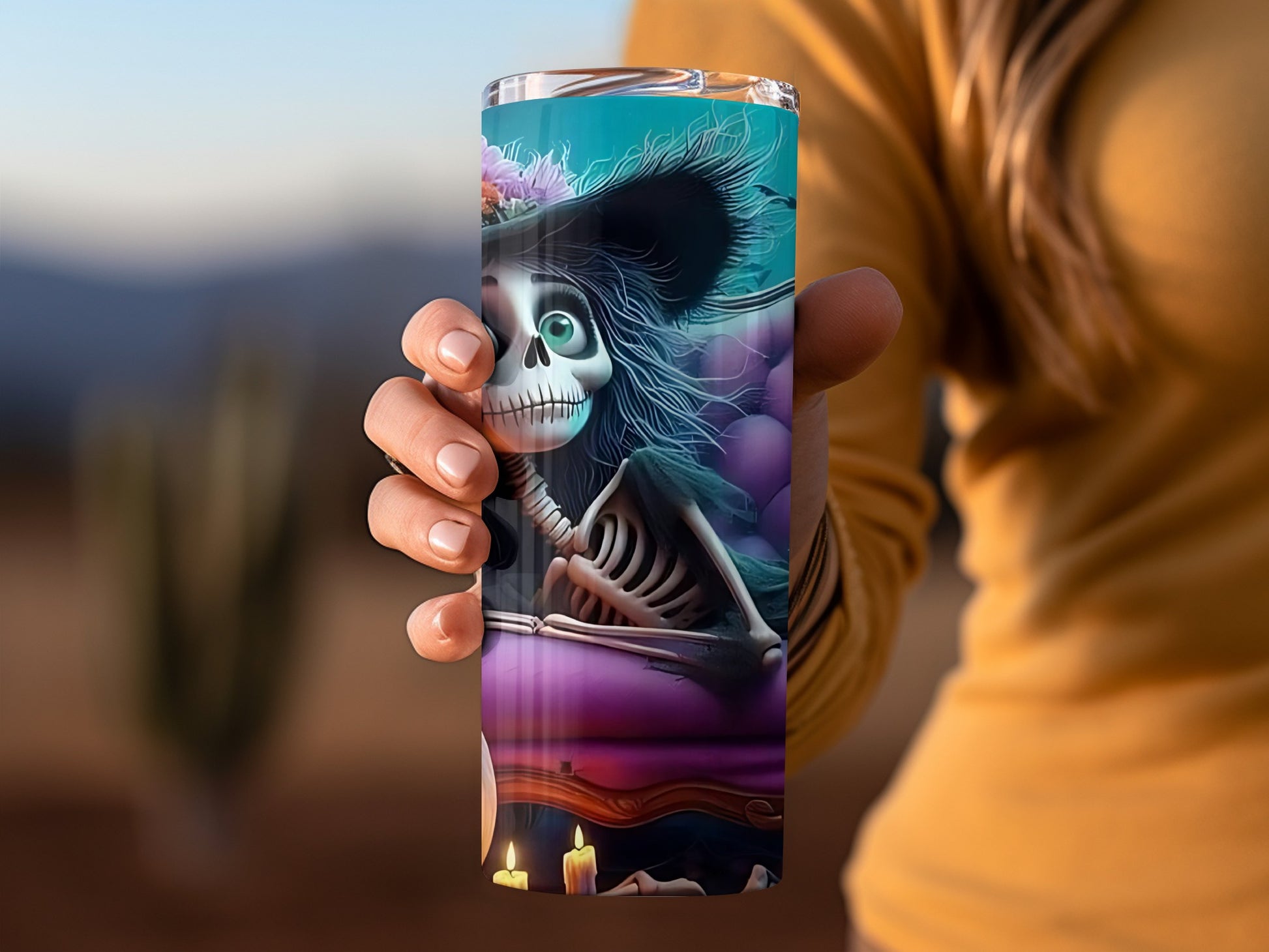 Colorful Day of the Dead Skeleton Tumbler product
