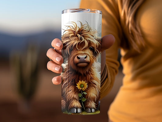 Cute Cow with Sunflower Tumbler Handheld Drinkware