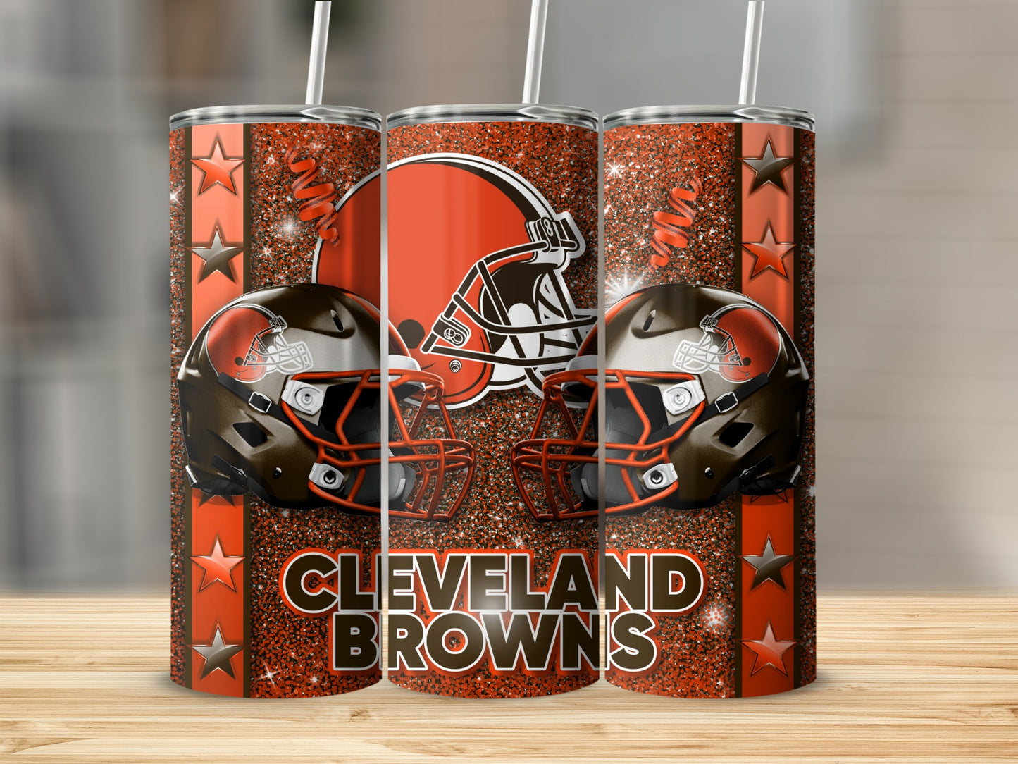 Cleveland Browns Football Helmets Stars and Sparkles Tumblers