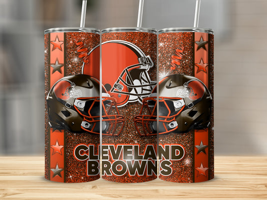 Cleveland Browns Football Helmets Stars and Sparkles Tumblers