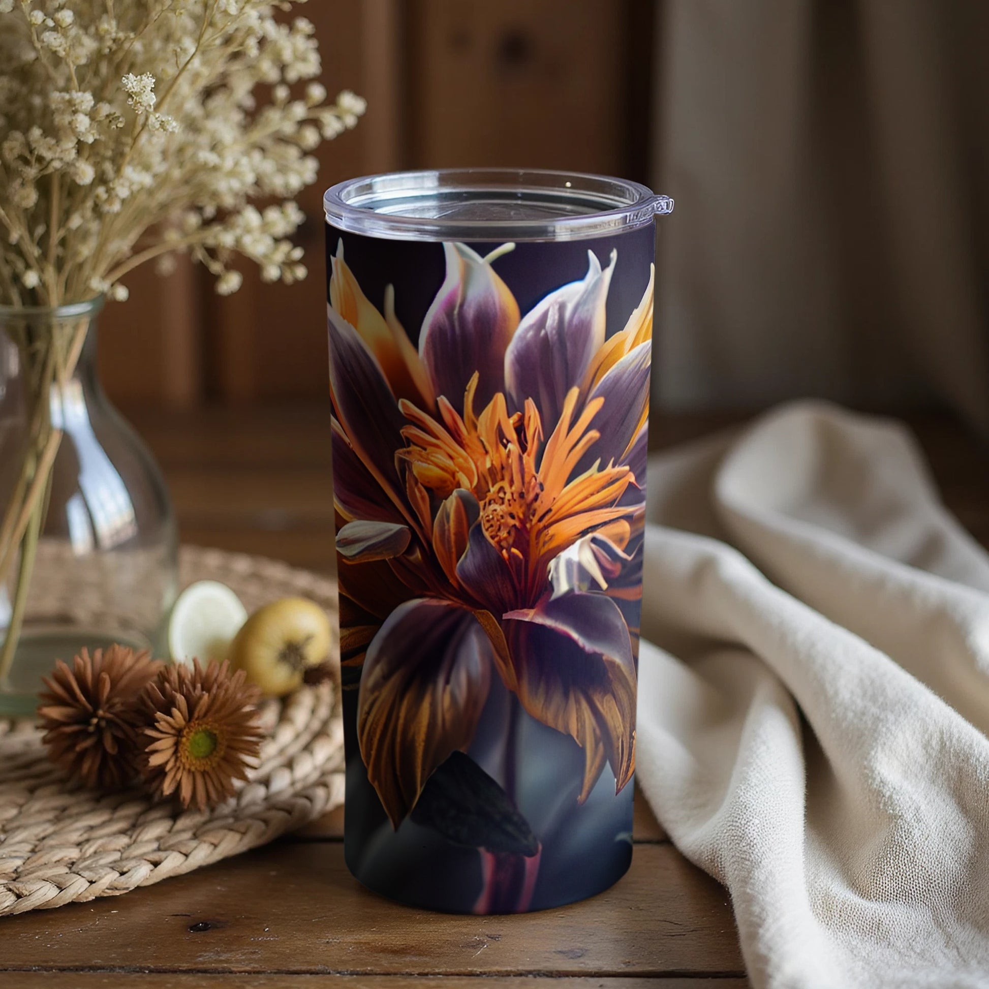 Vibrant Floral Design Insulated Tumbler Cup