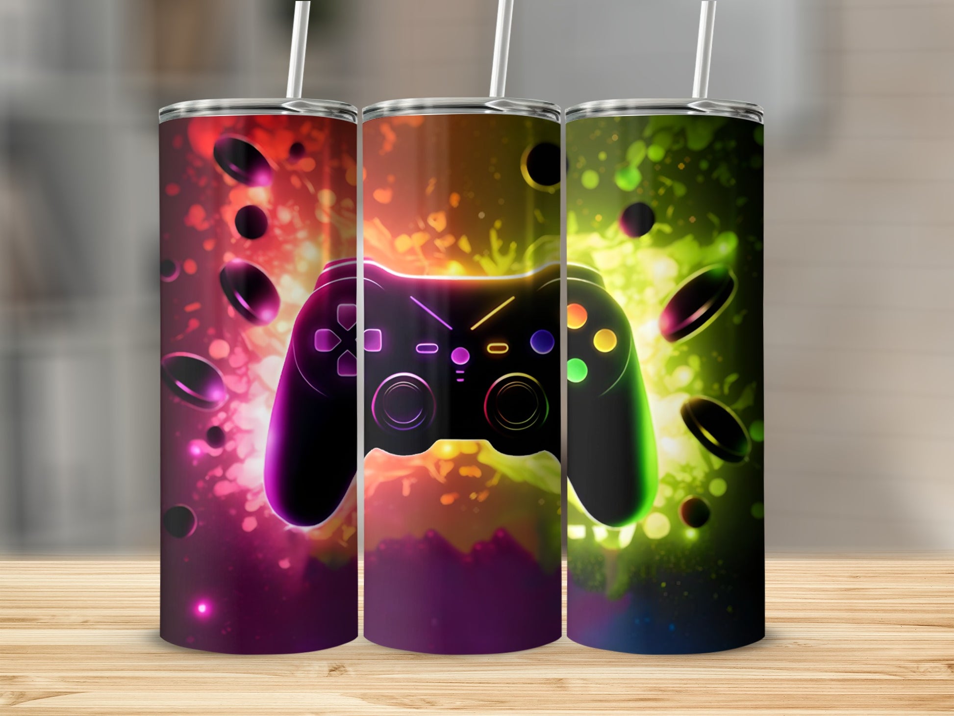Vibrant Gamer Themed Tumblers Perfect for Every Gamer