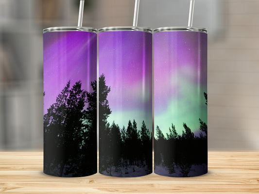 Northern Lights Forest Scene Tumbler product
