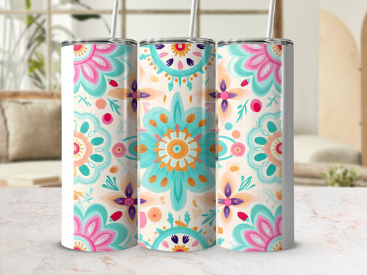 Floral Mandala Design Tumbler Cups for Colorful Living