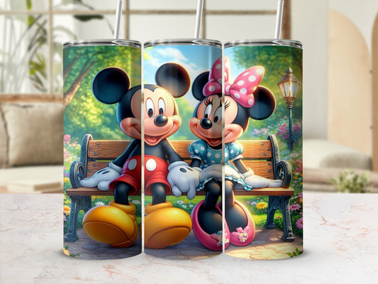 Mickey and Minnie Mouse Garden Scene Tumbler Cups