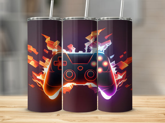 Gaming Controller Neon Art Dark Tumbler product