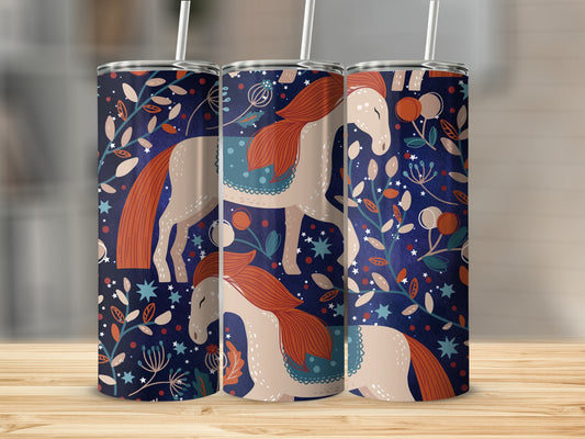Colorful Horse Design Stainless Steel Tumbler