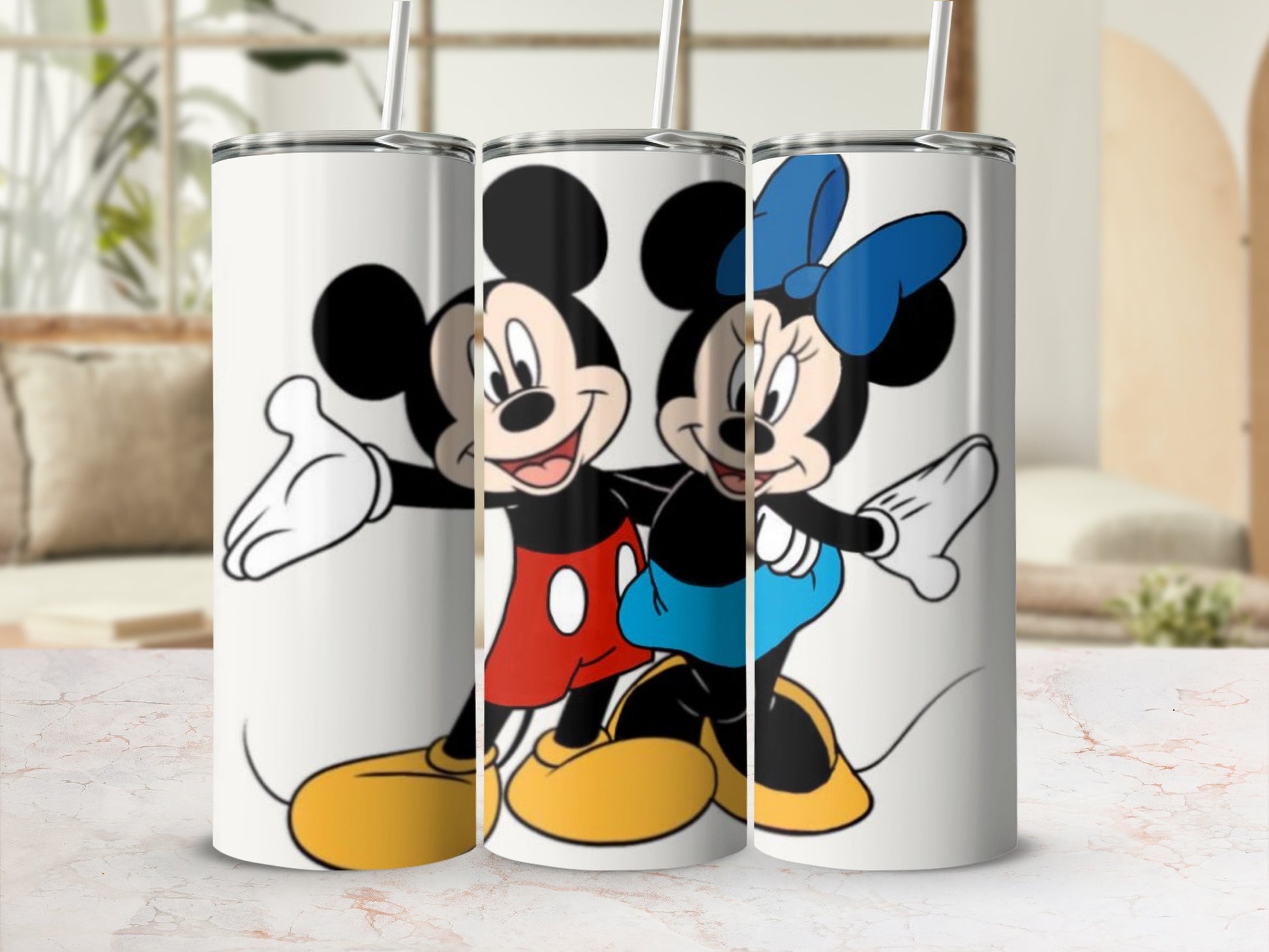 Mickey and Minnie Mouse Tumbler for Beverage Drinking