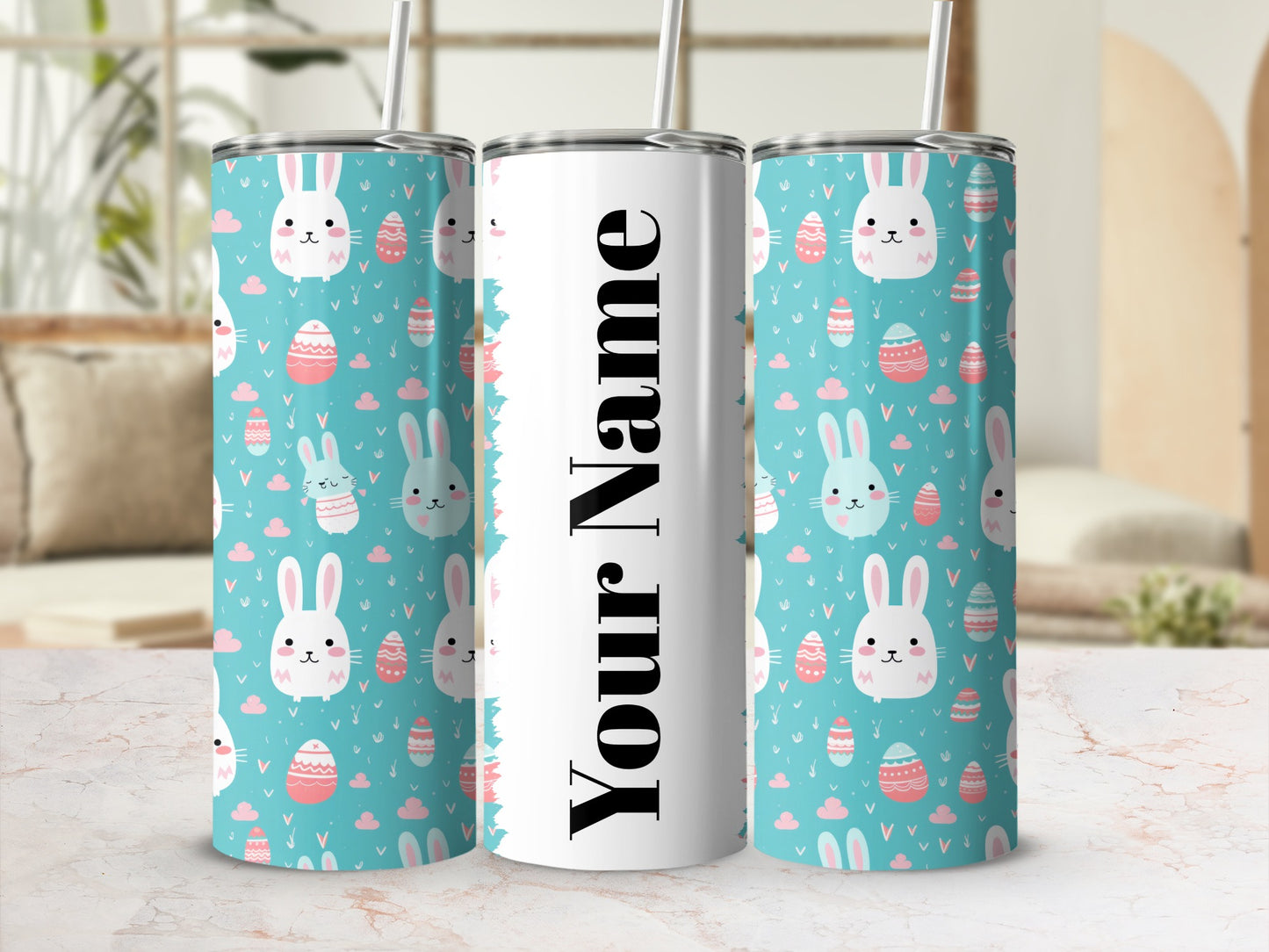 Personalized Easter Bunny and Egg Tumbler Cup