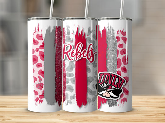 Rebels UNLV Leopard Brush Strokes Design for Tumblers