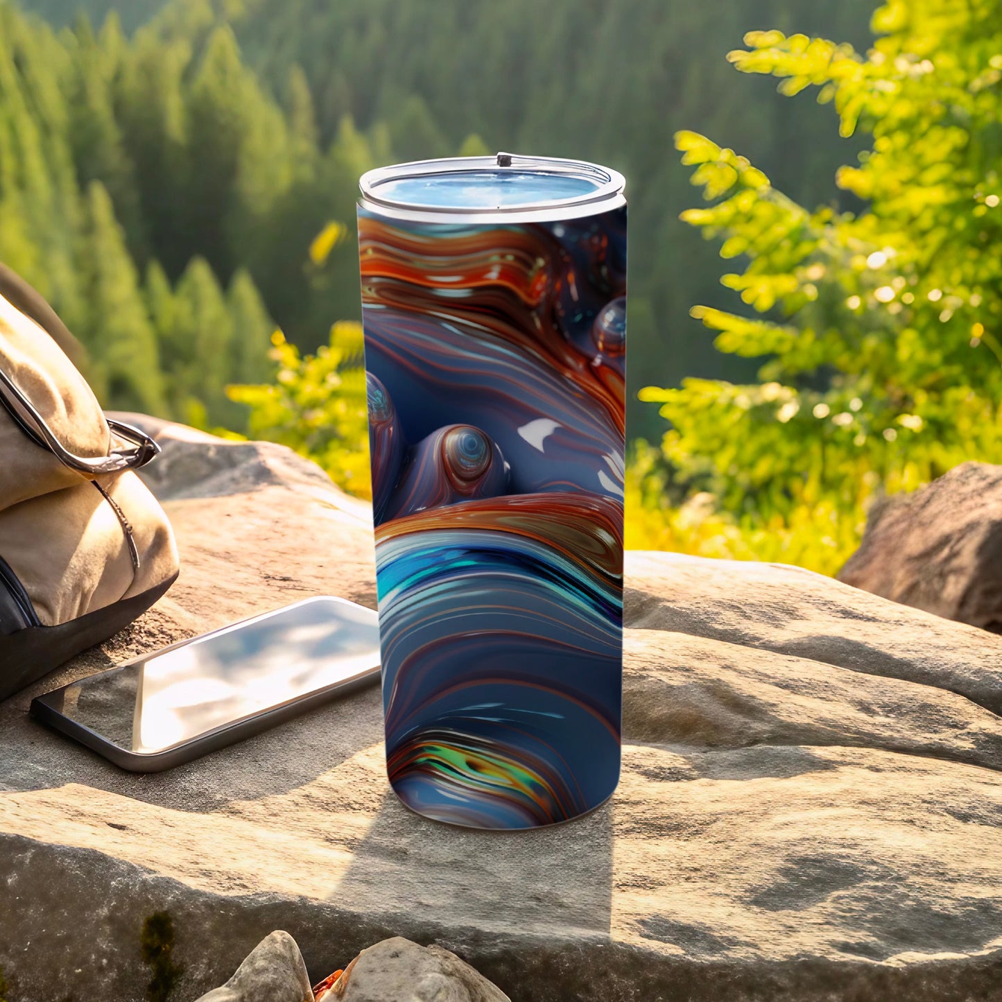 Abstract Multicolor Liquid Waves Pattern Tumbler product type