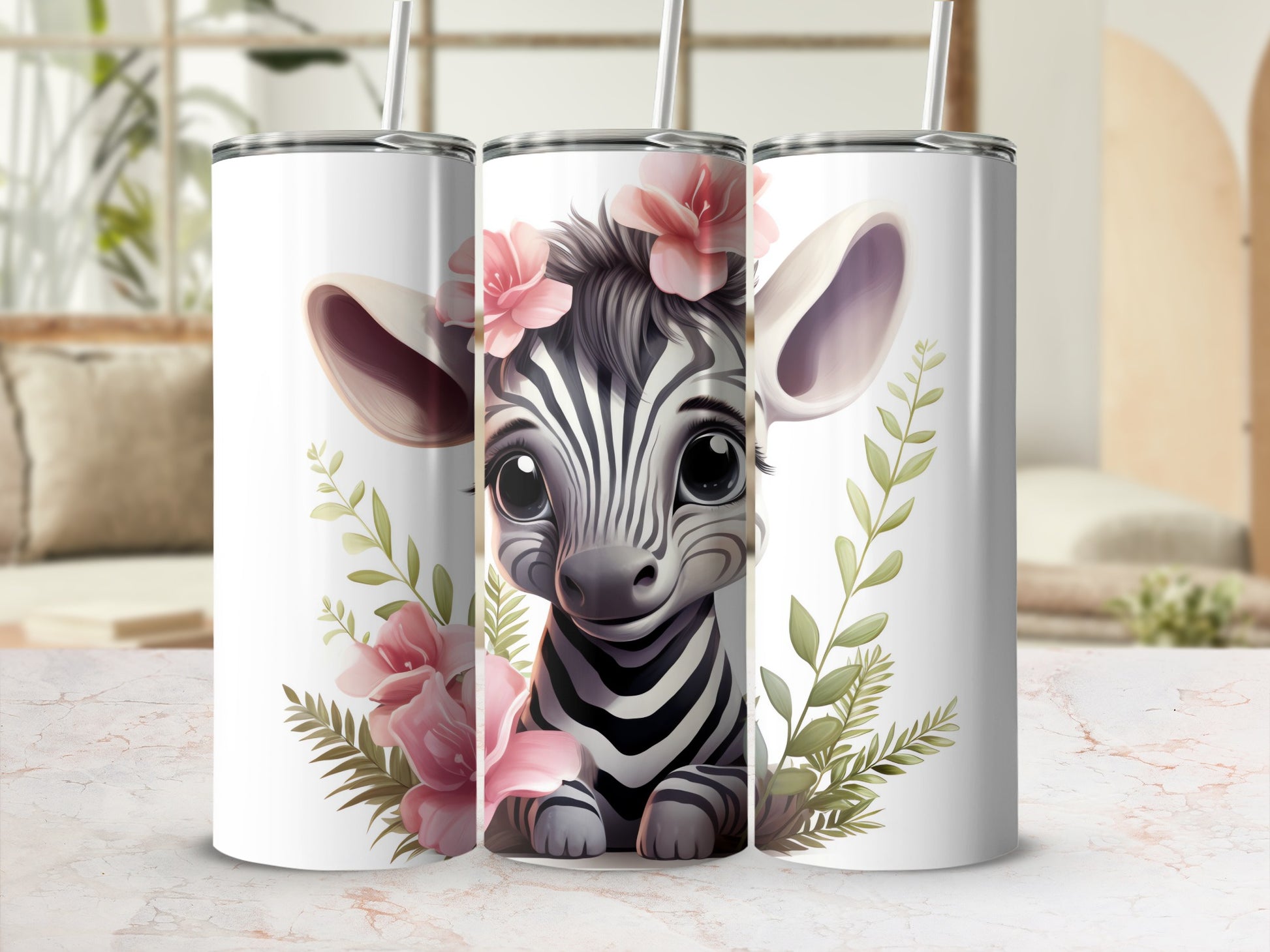Sweet Baby Zebra Pink Blossoms Greenery Pattern product type