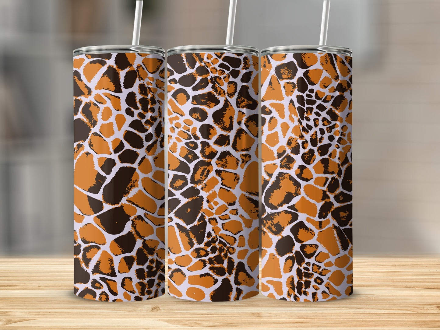 Giraffe Print Stainless Steel Travel Tumbler 20oz