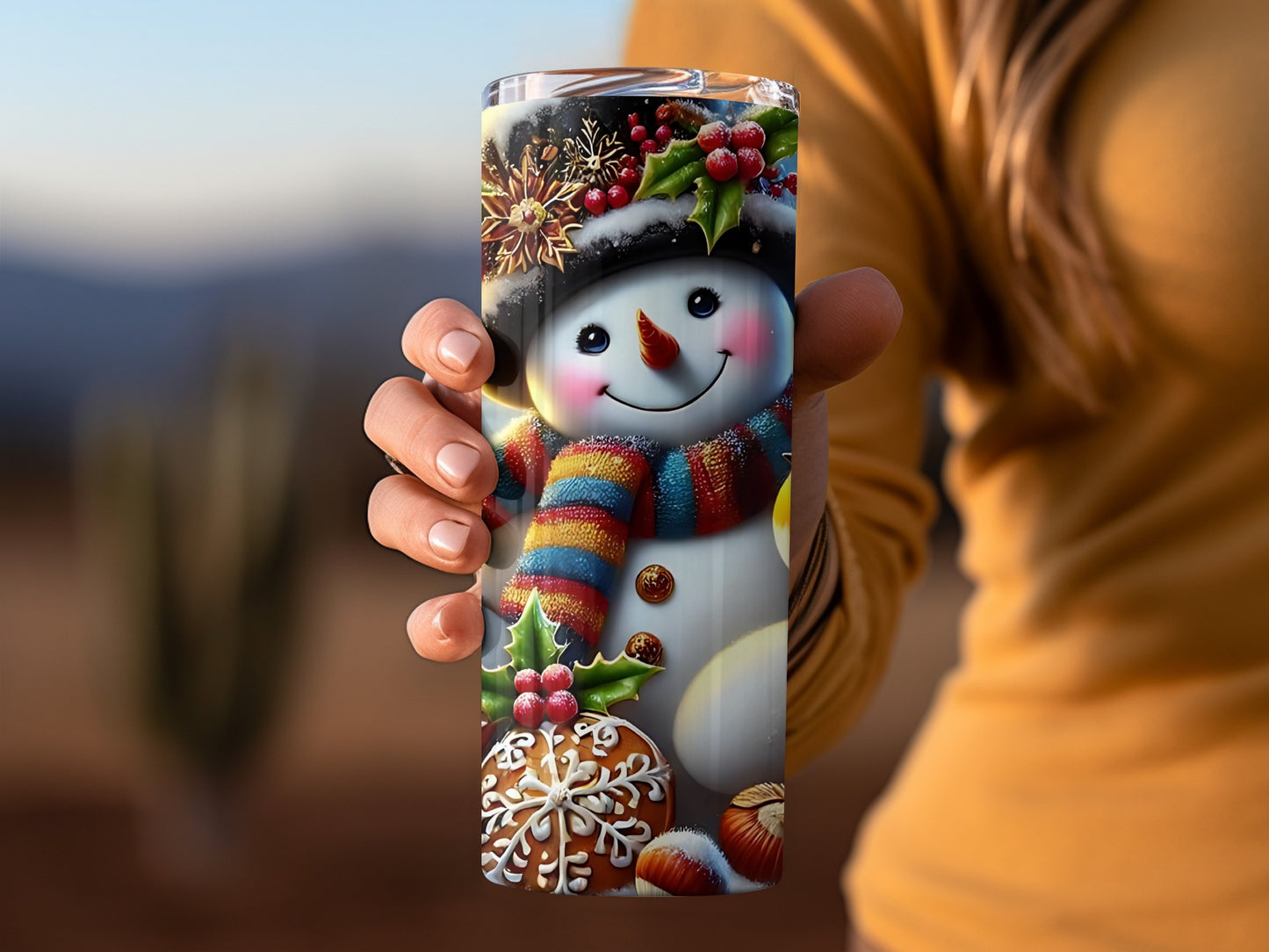 Festive Snowman Holiday Insulated Travel Tumbler