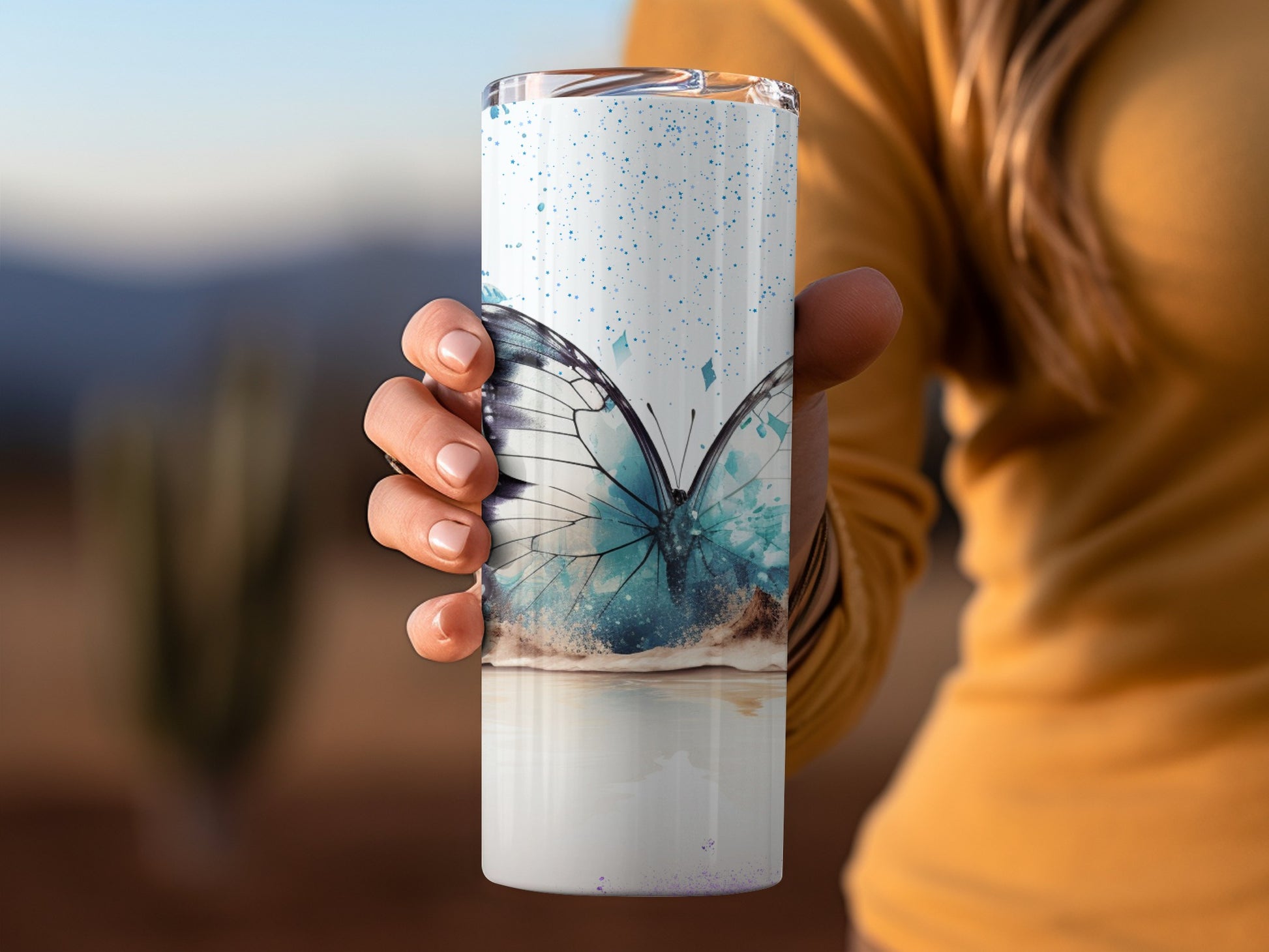 Butterfly Design Insulated Tumbler for Hot and Cold Drinks